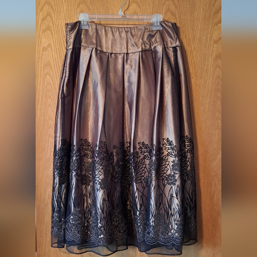 Vintage Coldwater Creek Shimmering Bronze A-Line Skirt
